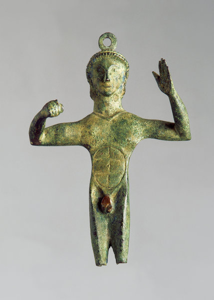 A Rare Fine Archaic Etruscan Votive Bronze Kouros